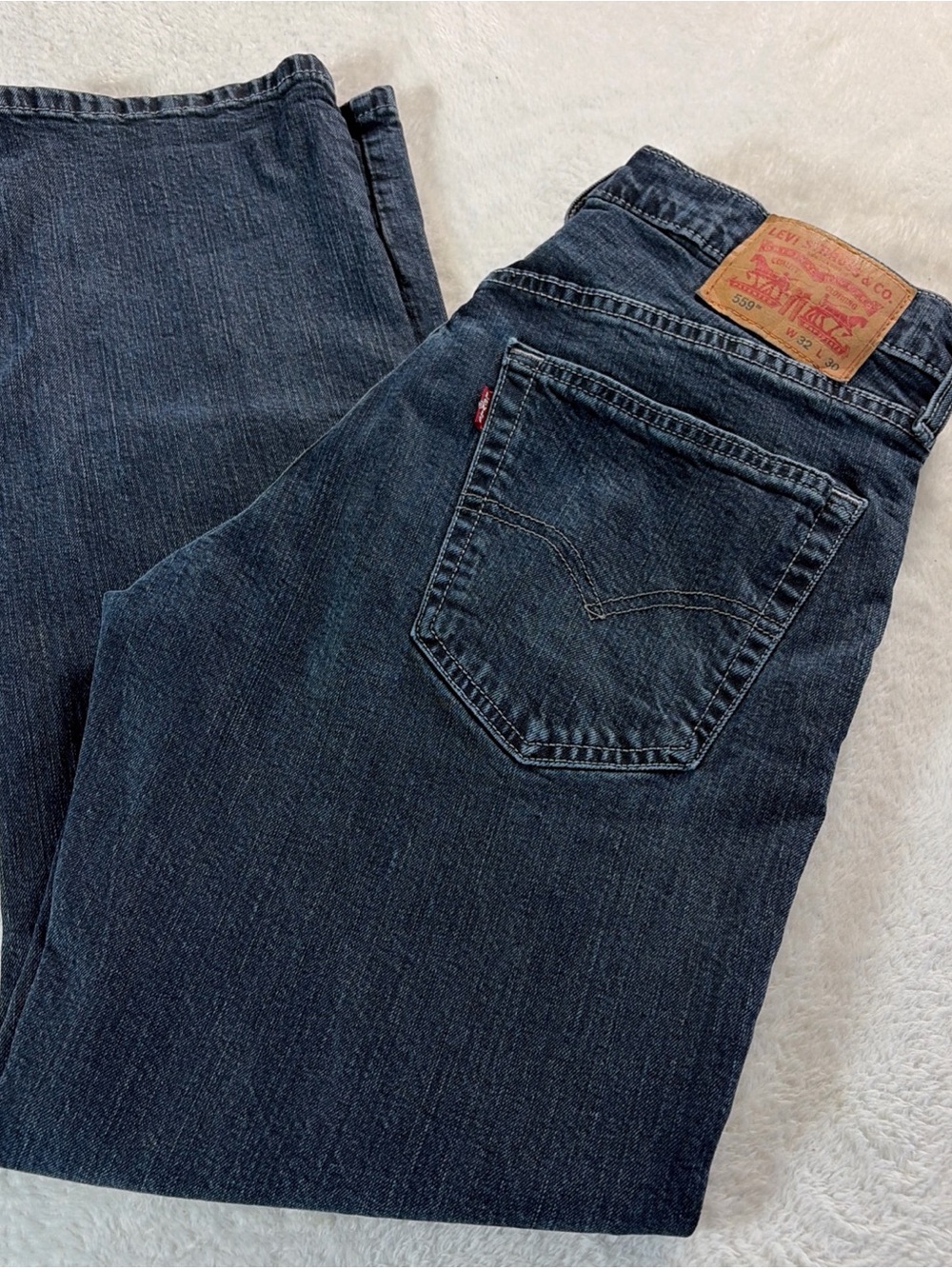 Levis 559 Relaxed Straight Jeans Mens 32x30 Dark Wash Blue Denim